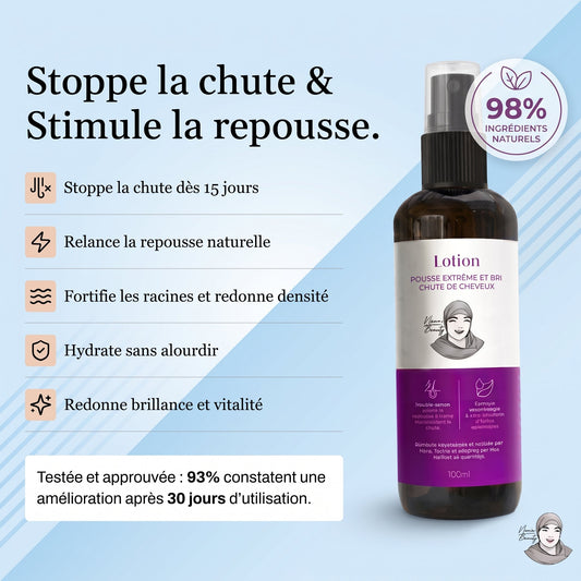 Lotion Pousse Extrême & Anti Chute de Cheveux - 100 ml - Sans Rinçage - Homme - PRE COMMANDE