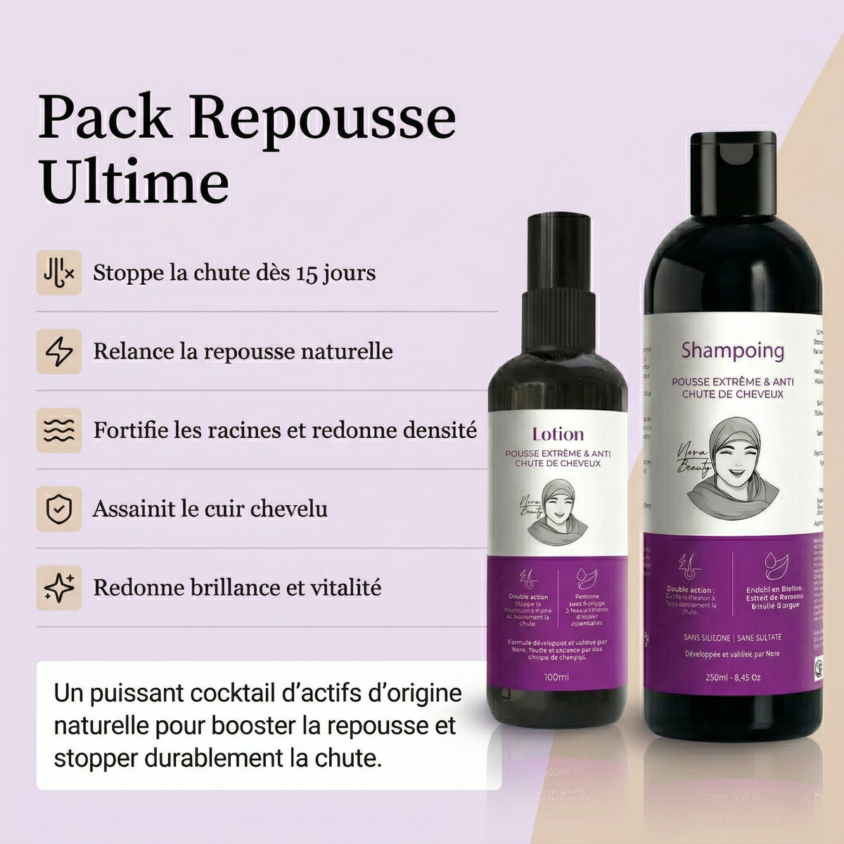Pack Protocole Anti-Chute Spécial Ménopause - (Shampoing 250 ml + Lotion 100 ml) - PRE COMMANDE