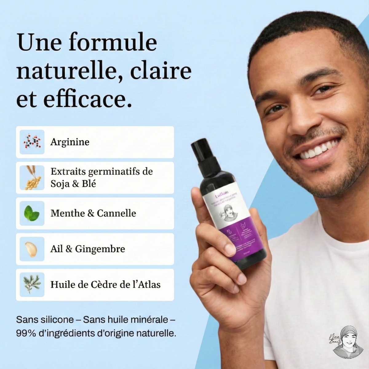 Lotion Pousse Extrême & Anti Chute de Cheveux - 100 ml - Sans Rinçage - Homme - PRE COMMANDE