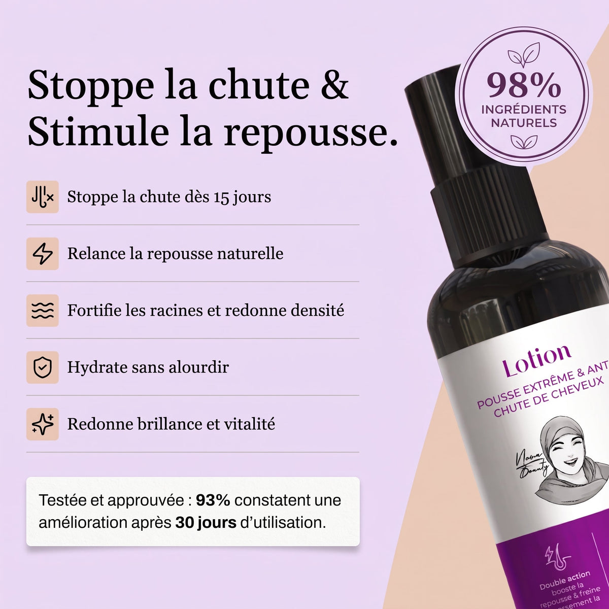 Lotion Pousse Extrême & Anti Chute de Cheveux - 100 ml - Sans Rinçage - PRE COMMANDE