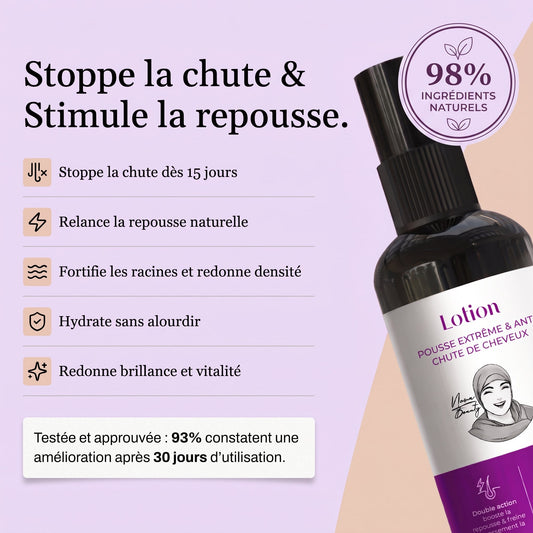 Lotion Pousse Extrême & Anti Chute de Cheveux - 100 ml - Sans Rinçage - PRE COMMANDE